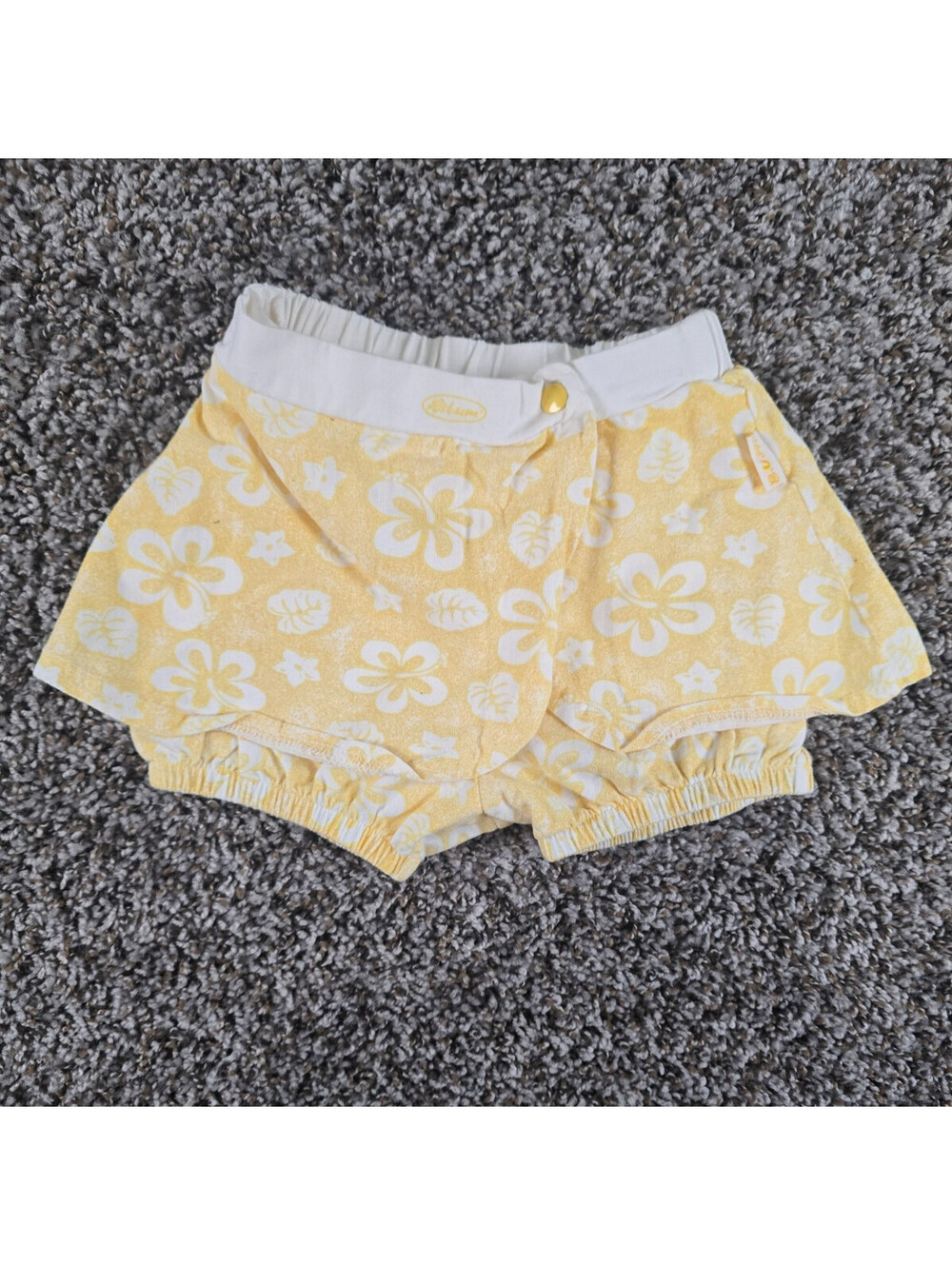 Vintage Baby B.U.M. sz 24M Cotton Skirt Bubble Skort Yellow White Floral